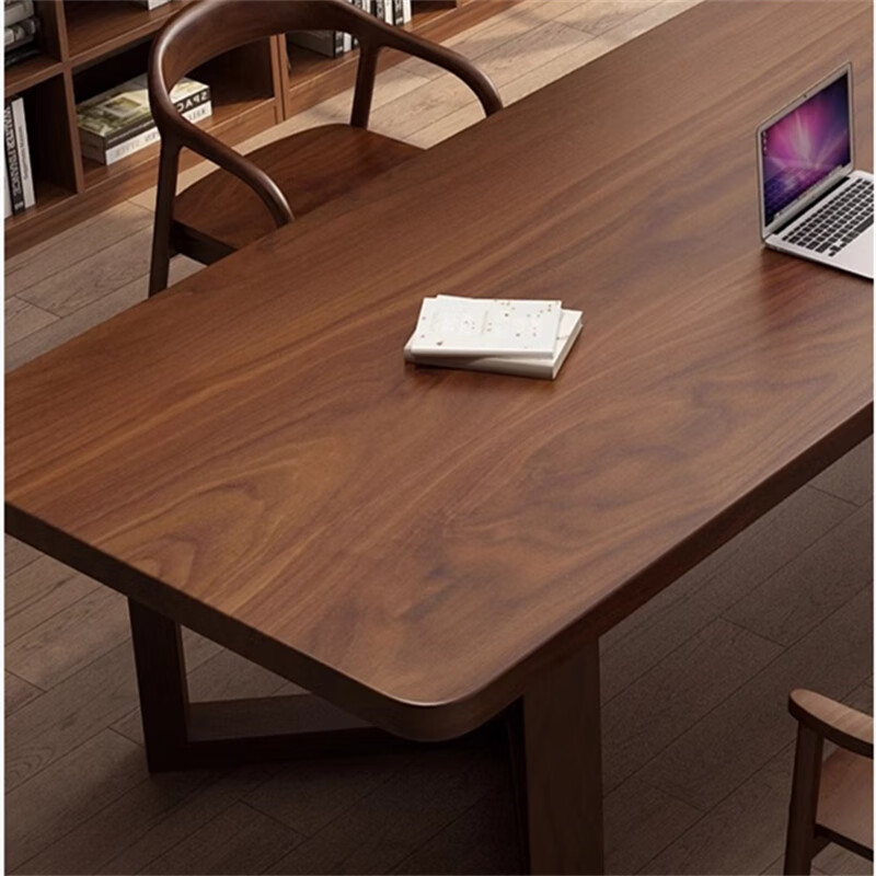 铁皇帝南美胡桃木高档实木客厅大长书桌家用工作台书房原木办公学习桌 胡桃木桌120*60*75*4.5cm