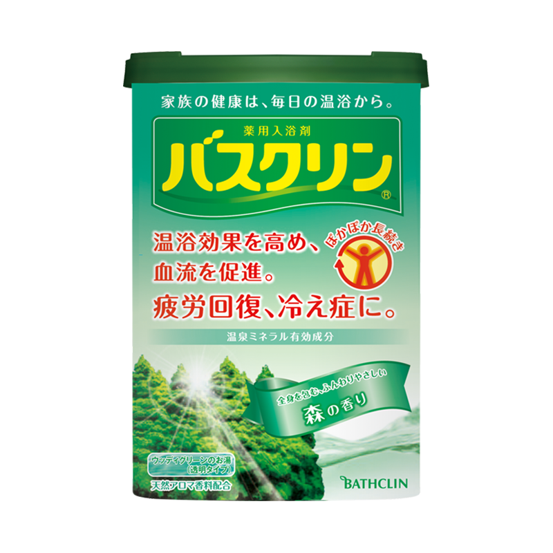 巴斯克林 温热香浴盐 足浴泡澡泡脚粉（森林香）600g日本进口足浴泡浴盐