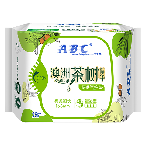 ABC 澳洲茶树精华超透气劲吸棉柔护垫 16.3cm*25片