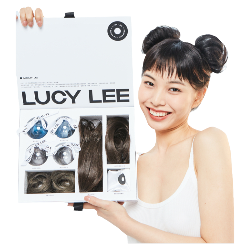 LUCY LEE LUCYLEE白魔盒五件套女丸子头马尾真发挂耳染蓬松假发片套装隐形