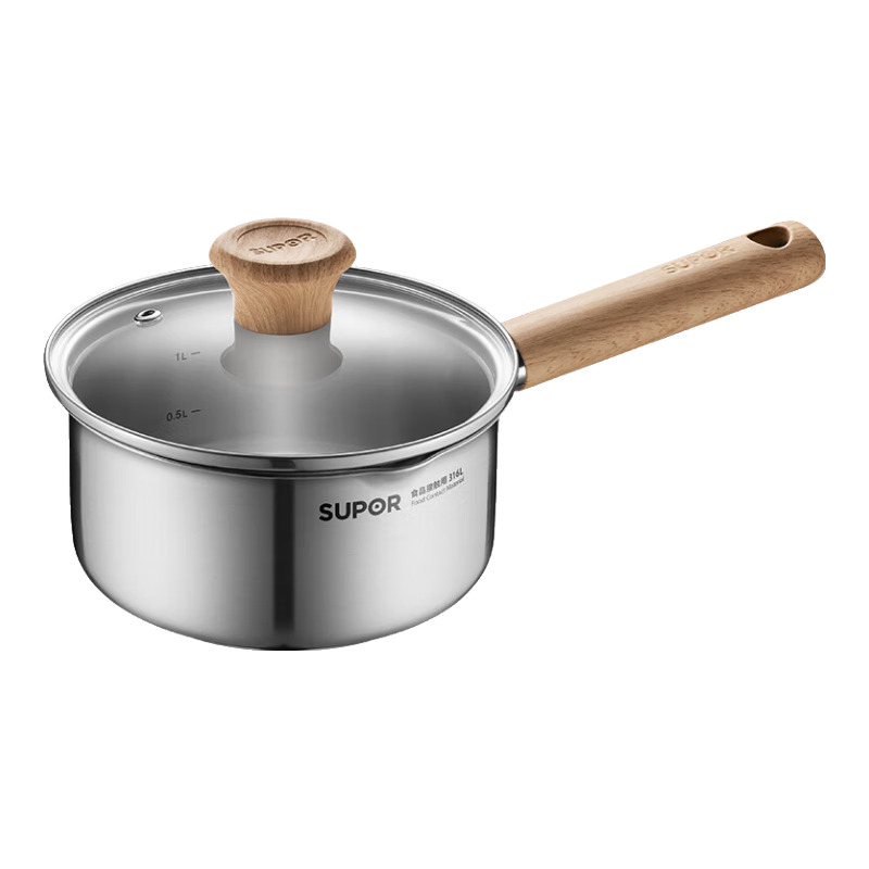 SUPOR 苏泊尔 奶锅316L不锈钢宝宝辅食锅泡面热牛奶小奶锅汤锅电磁炉燃气通用 316L不锈钢奶锅- 18cm