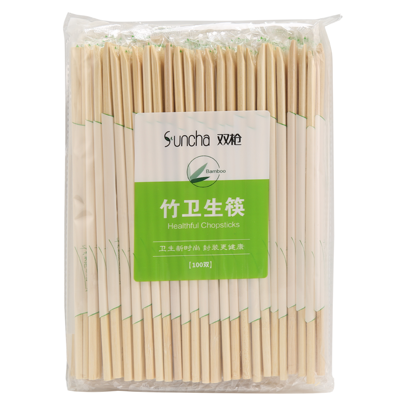 SUNCHA 双枪 一次性筷子家用野营卫生竹筷 方便筷独立包装100双装