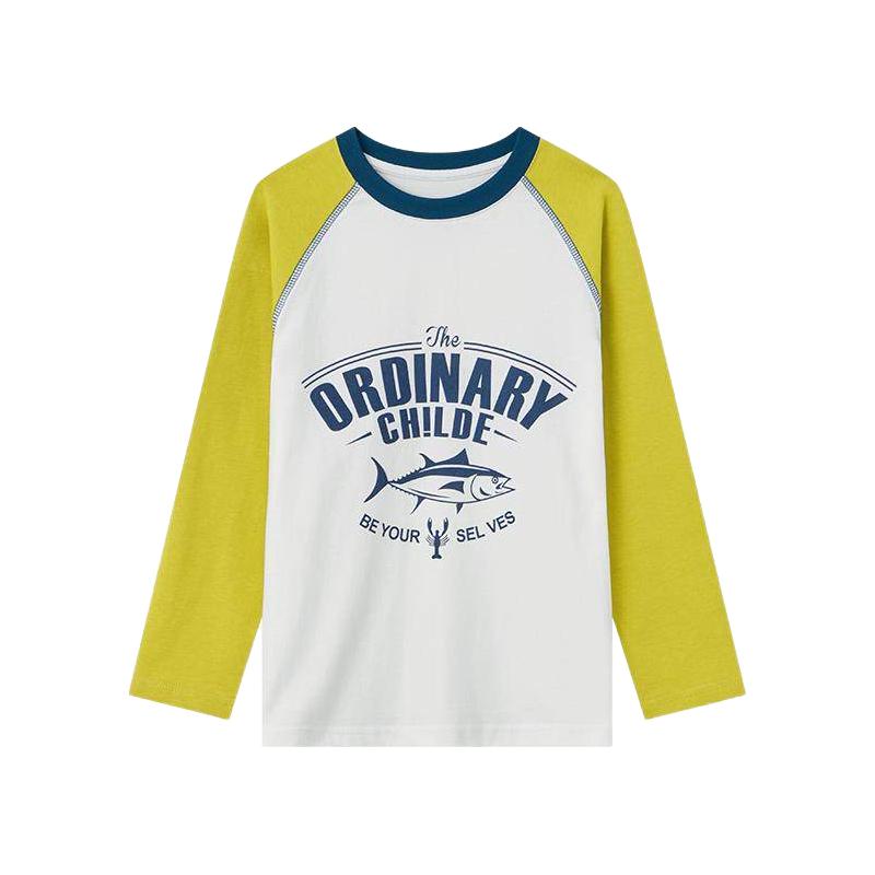 多多家男童纯棉长袖T恤春秋款2025儿童插肩袖印花打底衫上衣