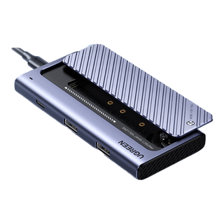 UGREEN 绿联 M.2硬盘盒扩展坞NVMe/SATA双协议移动硬盘盒分线器四合一拓展Type-C/USB3.2外置盒固态M2盒子铝合金