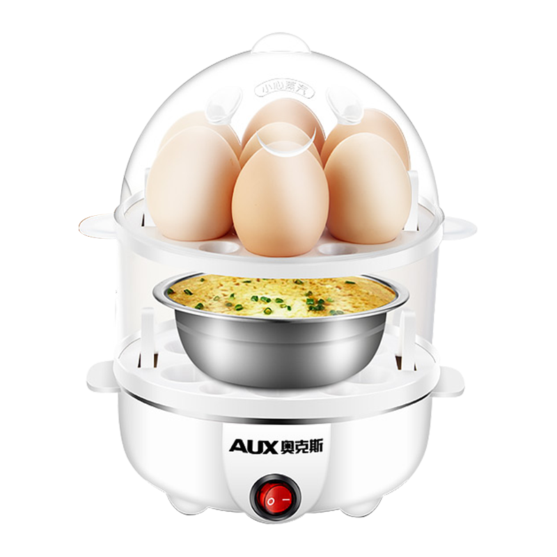 AUX 奥克斯 煮蛋蒸蛋器自动断电迷你鸡蛋机小型家用早餐神器宿舍多功能
