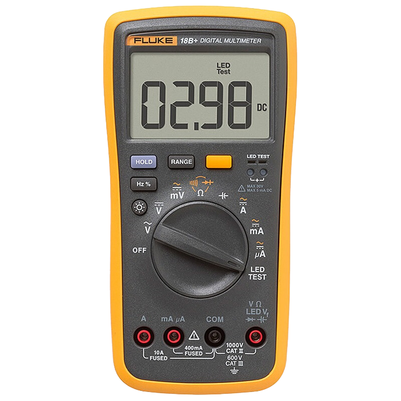 FLUKE 福禄克 18B+数字万用表 掌上型多用表自动量程发光LED测试仪器仪表