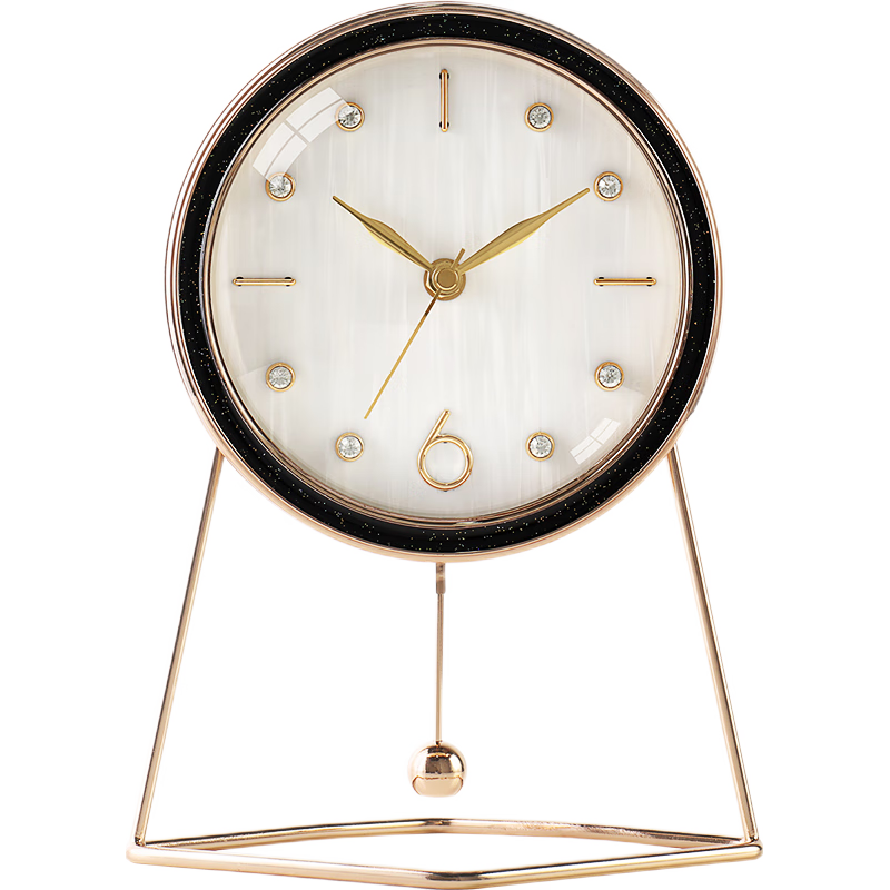 Hense 汉时 创意台钟时尚现代艺术时钟摆件客厅桌面座钟坐式台式石英钟HD56白