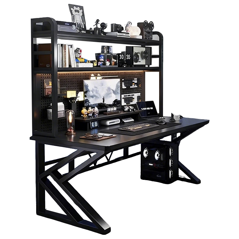 木匠印记电竞桌台式电脑桌多层书架一体洞洞板电脑桌家用办公写字学习书桌 促销:【单桌】电竞黑(下单送洞洞板配件全套) 【双层架】80*60*165CM