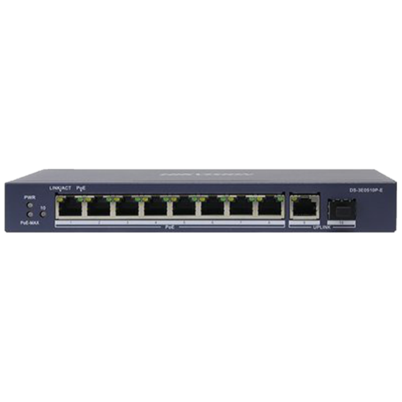 海康威视 DS-3E0510P-E 8口POE+1口电+1口光 千兆交换机