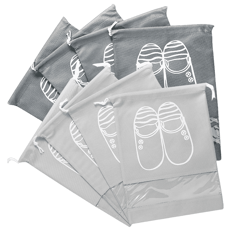 四万公里40000KM 旅行鞋袋收纳袋 无纺布8个装防水防尘鞋套盒 抽绳束口手提折叠多功能收纳包袋 SW1231 灰色
