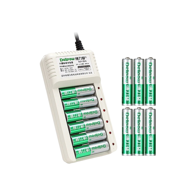 Delipow 德力普 816 充电器 5号7号通用 白色 +12节电池 五号七号任选 充电器套装