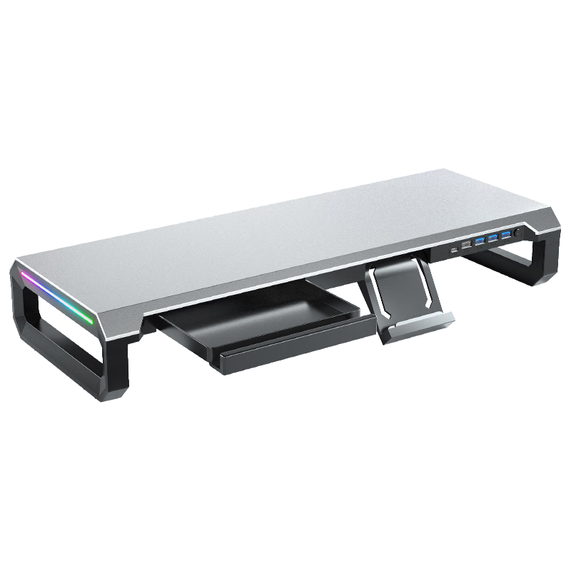  ICECOOREL/酷睿冰尊 铝合金支架 电脑显示器增高架 USB3.0扩展 PD快充 RGB灯