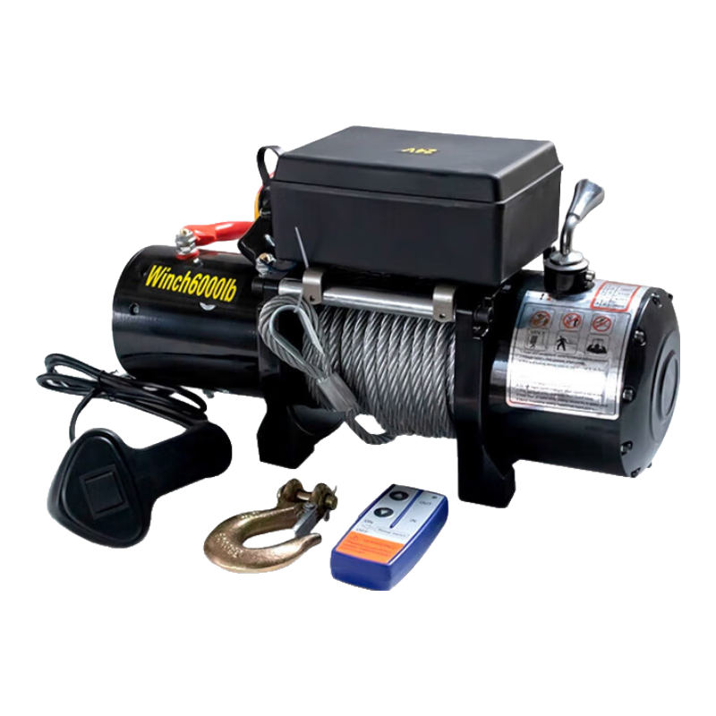 沪工电动绞盘车载绞盘12V24V越野车自救汽车绞盘提升机起重卷扬机 迪尼玛绳12000磅（手柄+遥控）