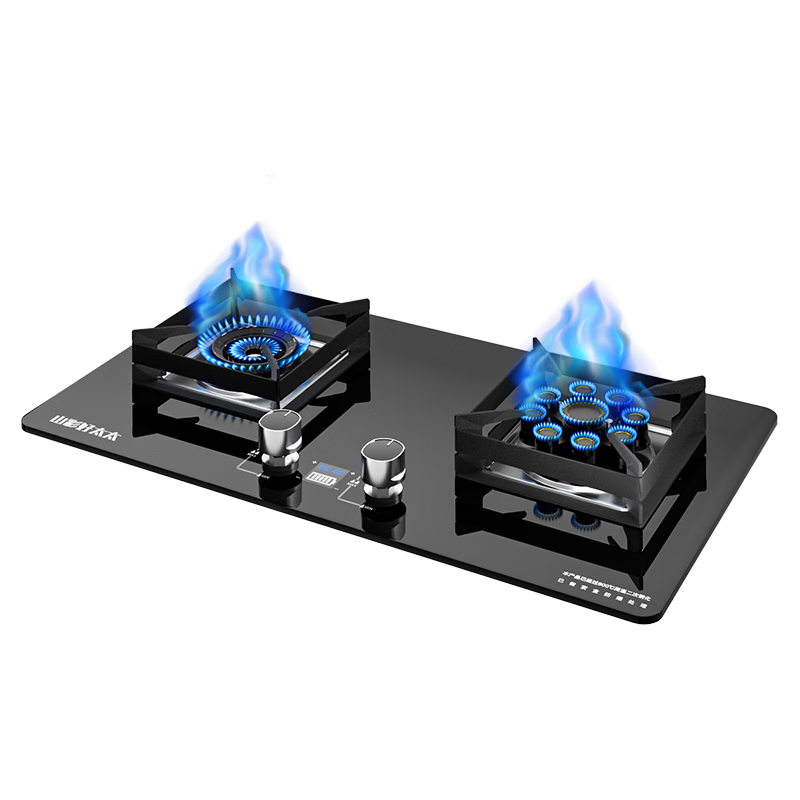 山彩好太太燃气灶天然气液化气灶煤气灶家用猛火5.2kw双灶一级能效节能省气灶具增压直喷台嵌两用厨房免开孔 上门安装【双定时五环猛火】防风聚能+不锈钢款 管道天然气12T