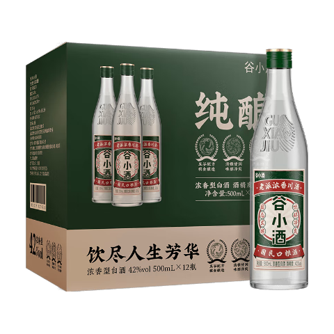 谷小酒芳华白酒浓香型42度500ml纯粮口粮固态发酵整箱店  42度 500mL 1瓶 