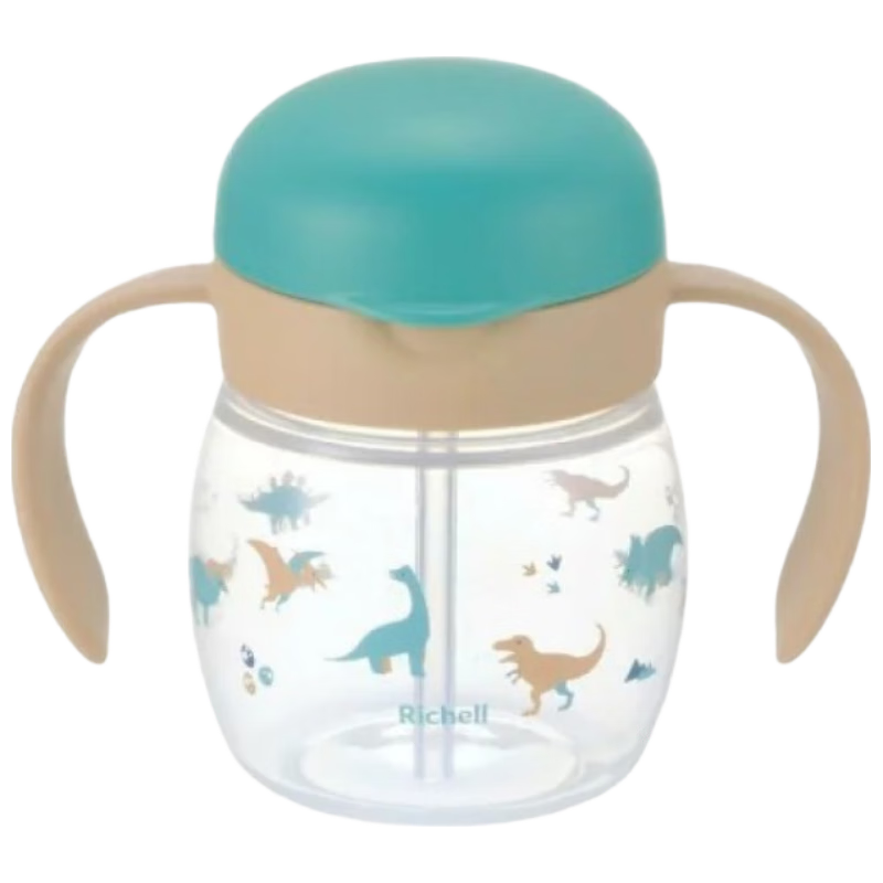 利其尔儿童水杯带刻度学饮杯 不漏吸管杯 大容量绿色