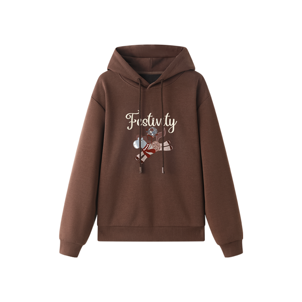 茵曼 【马年新年装】加绒加厚保暖卫衣25年冬季慵懒风宽松直筒上衣女