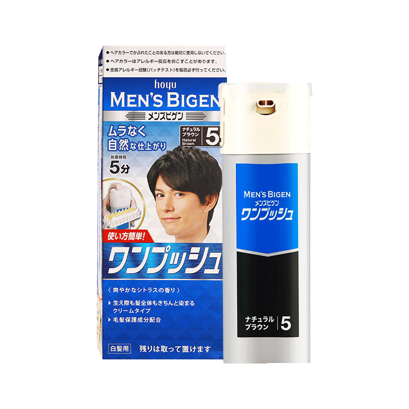 Bigen 美源 日本男士染发剂遮盖白发植物男生（棕色5号）80g