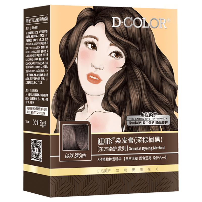  Decolor/迪彩 温和不伤发 染发霜  深棕榈黑 60g*2