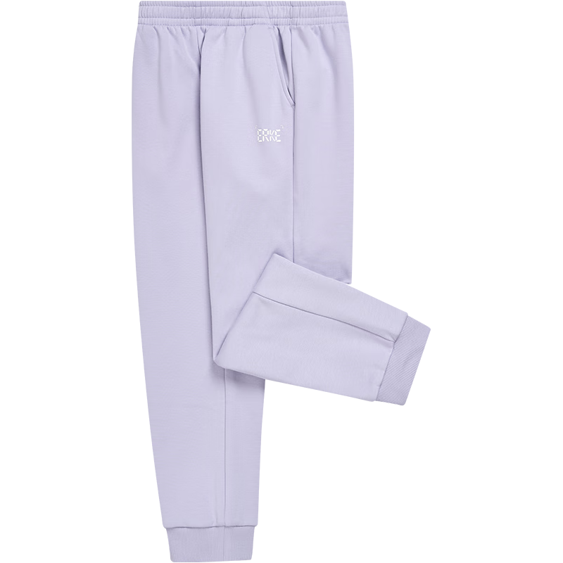 鸿星尔克童装裤子大童男童加厚针织长裤秋冬运动舒适加厚卫裤暖暖裤女童 藕荷紫-加厚加绒 165