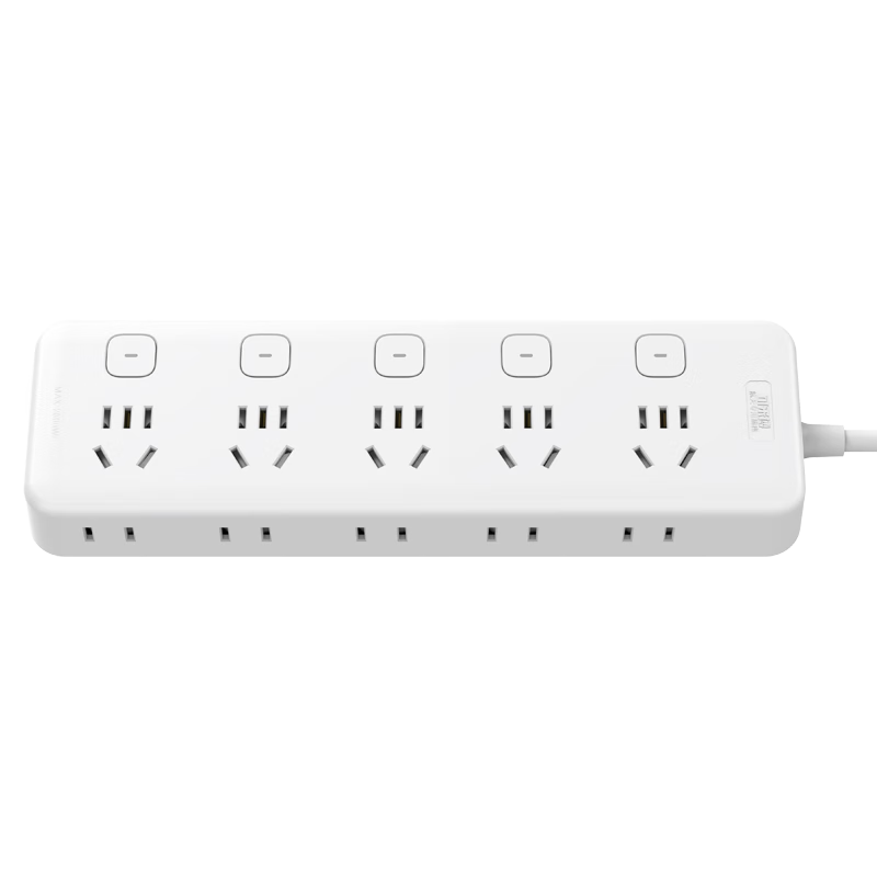 可来博航天级新国标多孔位扩展插座宿舍家用办公桌面插排/电源插线板排插 总控/分控/保护门 【分控】5位扩展10位全长1.9米