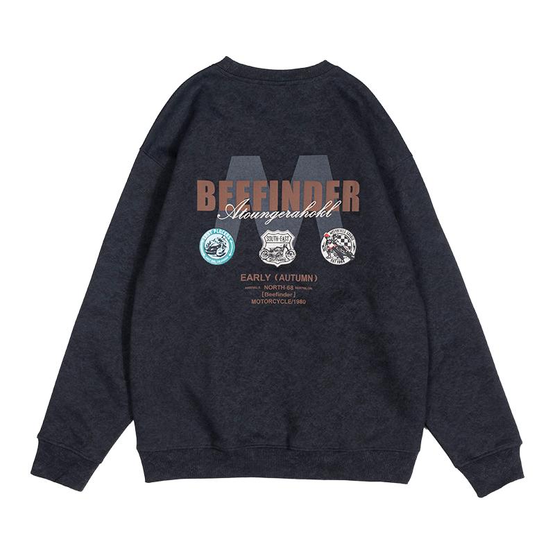 重磅卫衣男士秋冬宽松大码美式潮牌印花圆领加厚休闲百搭长袖