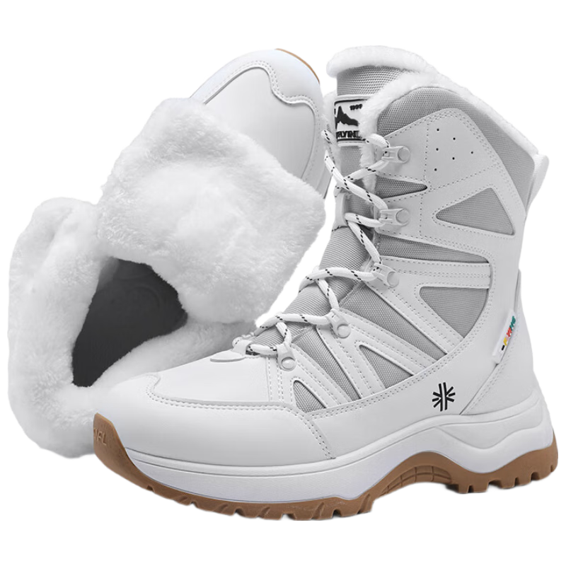 雪中飞雪地靴男女款2025年冬季保暖加绒户外抗寒棉鞋子 白色 3