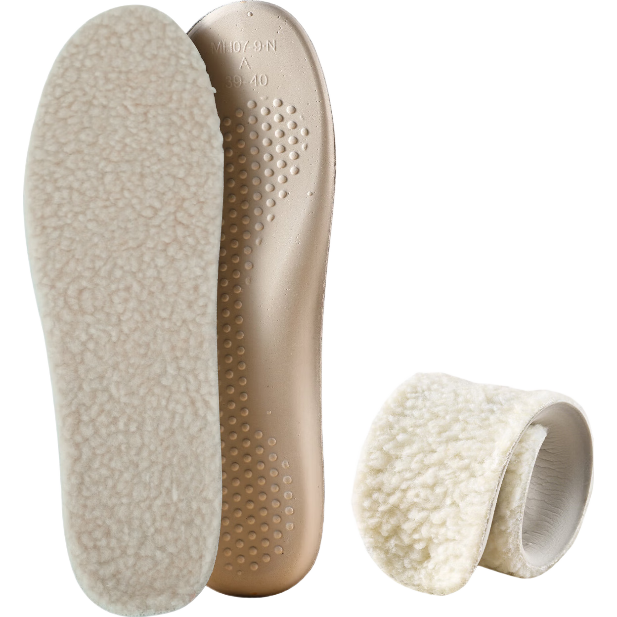 奥康鞋垫男女同款羊羔毛保暖乳胶鞋垫加厚防寒防滑软弹舒适鞋垫 米白【一双装】 40码 【适用39-40码】