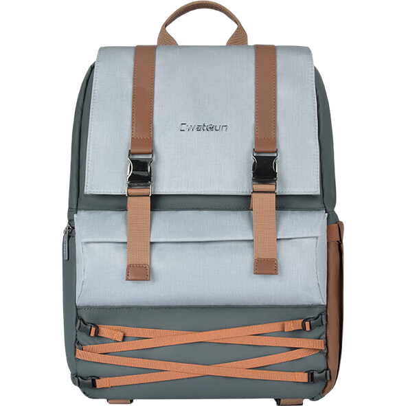 单反相机包双肩多功能数码专业微单单反户外大容量便携多功能相机包 中号灰色+D169【绿色】