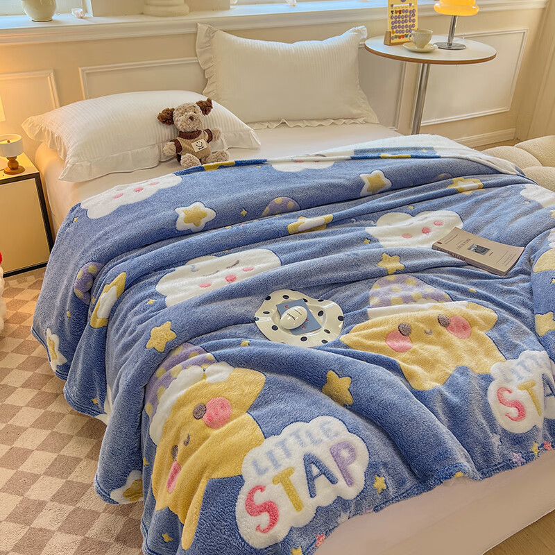 半夏微凉 毛毯加厚法兰绒毯子秋冬空调毯单双人短毛绒保暖午睡毯珊瑚绒