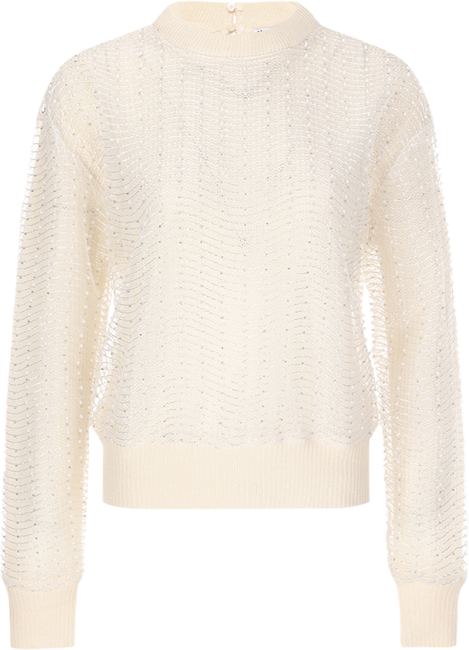 ZARA 女式圆领网格钉珠时尚修身显瘦毛衣