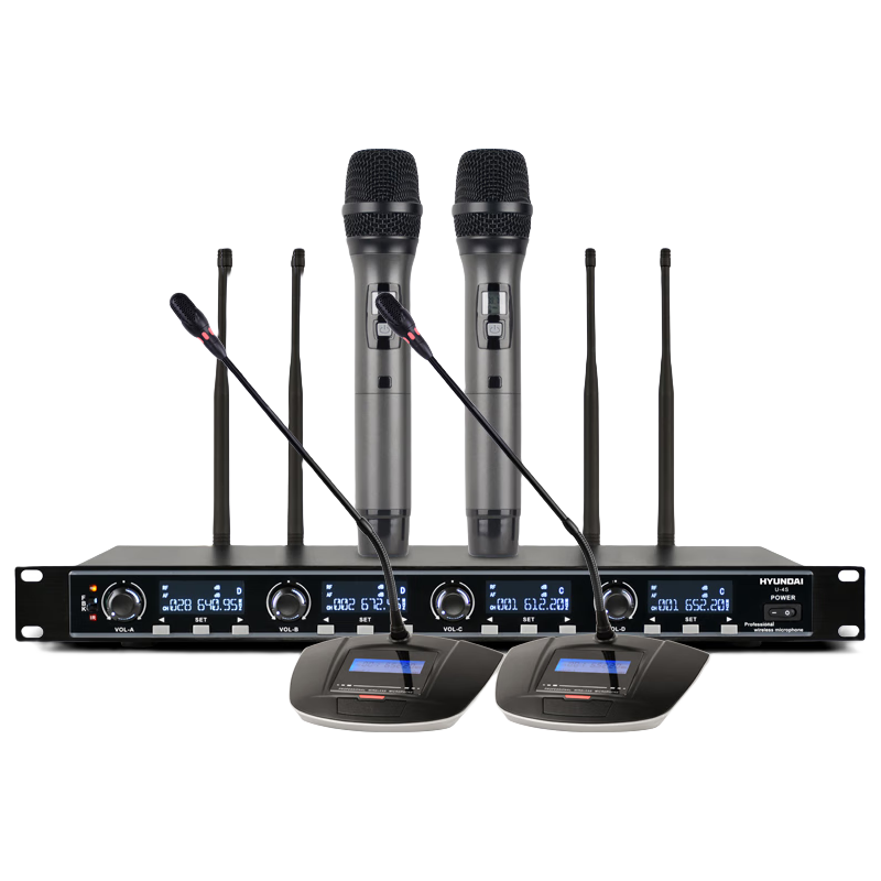 现代（HYUNDAI） U-8S 一拖八无线麦克风手持话筒会议鹅颈工程KTV演讲主持 U-4S一拖四U段可调频（鹅颈/手持/头戴自由搭