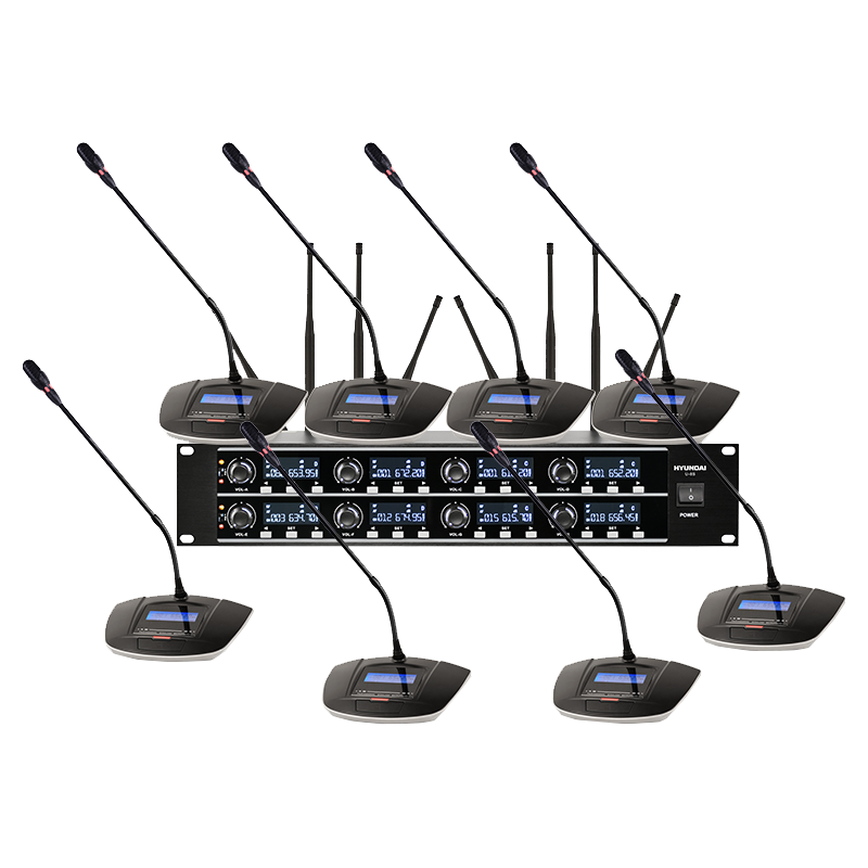 现代（HYUNDAI） U-8S 一拖八无线麦克风手持话筒会议鹅颈工程KTV演讲主持 U-8S一拖八U段可调频（鹅颈）