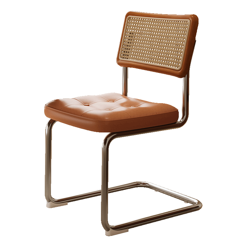 耐赛尔中古餐椅家用藤餐椅餐厅椅复古休闲凳子靠背客厅悬浮餐桌椅子 【瓦西里椅】黑色靠背+亮黑软包