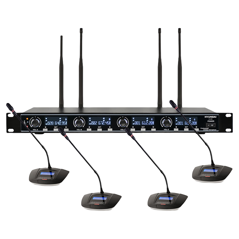 现代（HYUNDAI） U-8S 一拖八无线麦克风手持话筒会议鹅颈工程KTV演讲主持 U-4S一拖四U段可调频（四鹅颈）