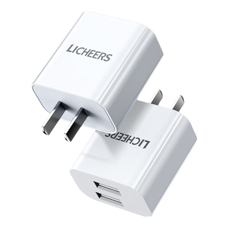 领臣 双口USB充电头5V2A充电器【3C认证】适用苹果华为小米安卓手机耳机手表多口快充插头 【5V2A】 双口充电头