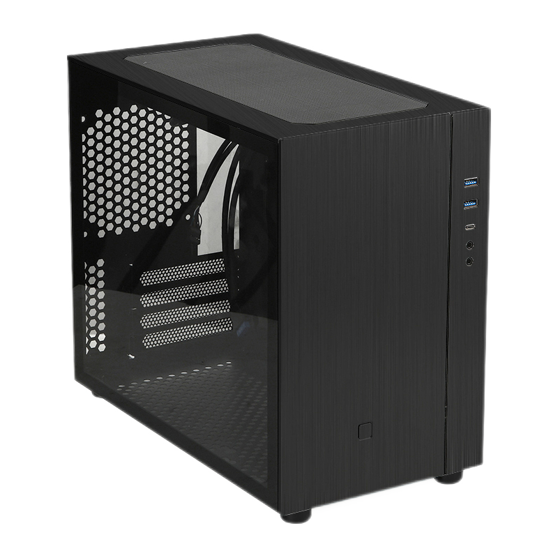SKTC 铝秀才 S200铝铁滑盖式电脑机箱MATX主板ATX电源160散热器长显卡游戏电脑机箱 黑色双铝