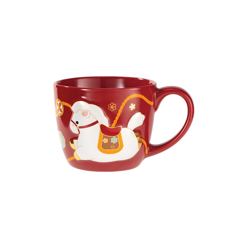 故宫淘宝｜小白驹马克杯文创杯子新年马年本命年红色女生