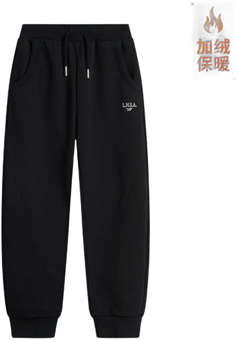 李宁 LI-NING 【加绒保暖】儿童装女童卫裤简约休闲百搭时尚运动裤