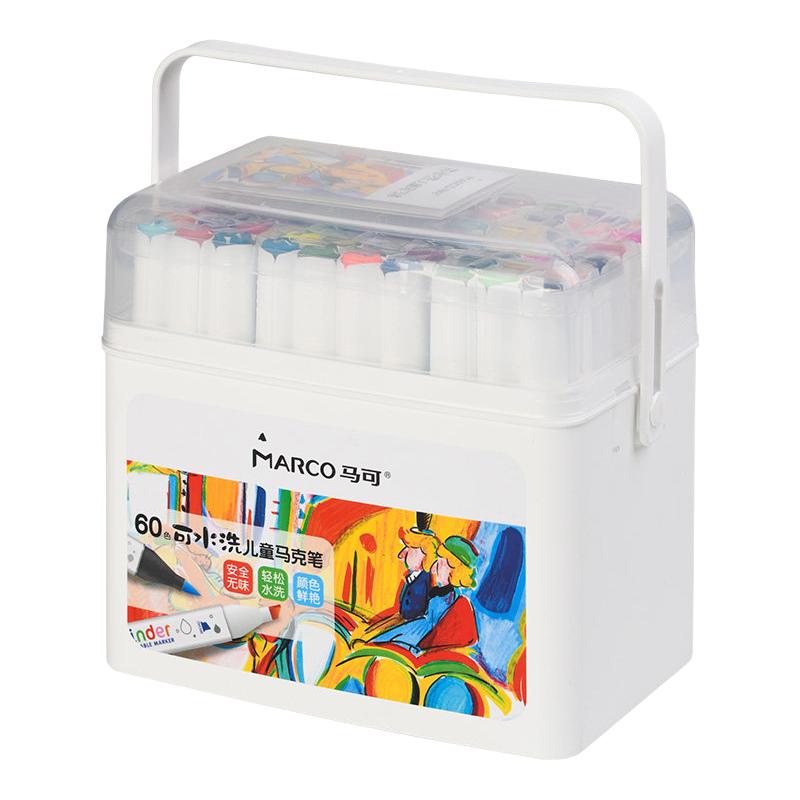 Marco马可易水洗马克笔粗三角笔杆水性马克笔水彩笔儿童可水洗儿童小美术彩色笔幼儿园画笔涂色