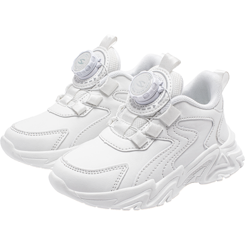 男童运动鞋春秋旋转纽扣女童鞋子中大童小白鞋休闲跑步鞋