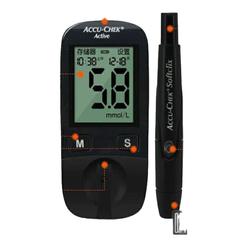 罗氏血糖仪活力型 罗氏活力血糖仪家用仪仪器医用精准试纸免调码 