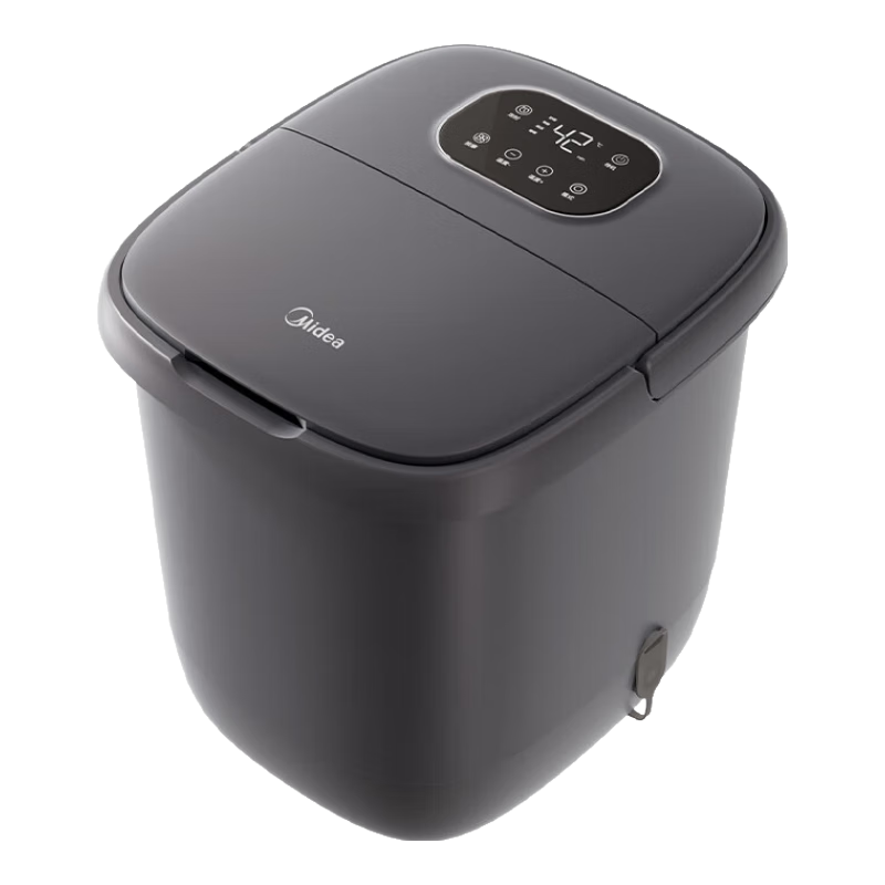 美的（Midea）泡脚桶加热电动足浴盆自动按摩洗脚盆高深过小腿泡脚盆恒温   ZL306深空灰