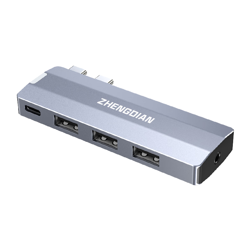 阿卡西斯整电雷电3直插式Type-C五合一扩展坞USB3.2分线器PD100W快充3.5mm接口苹果mac笔记本iPad平板