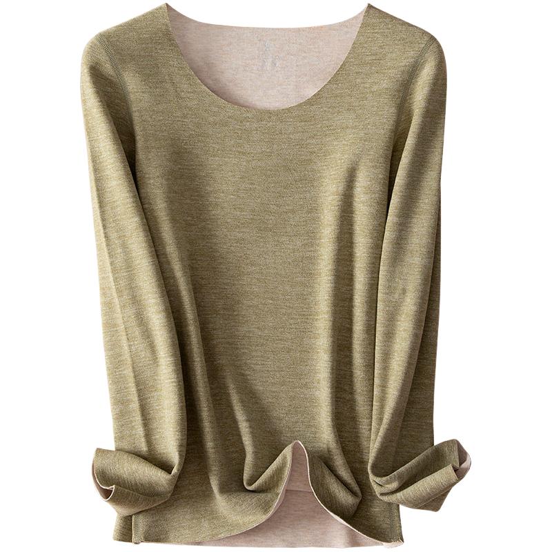 德绒保暖内衣女士秋衣秋裤套装薄款加绒无痕发热紧身打底内穿冬季