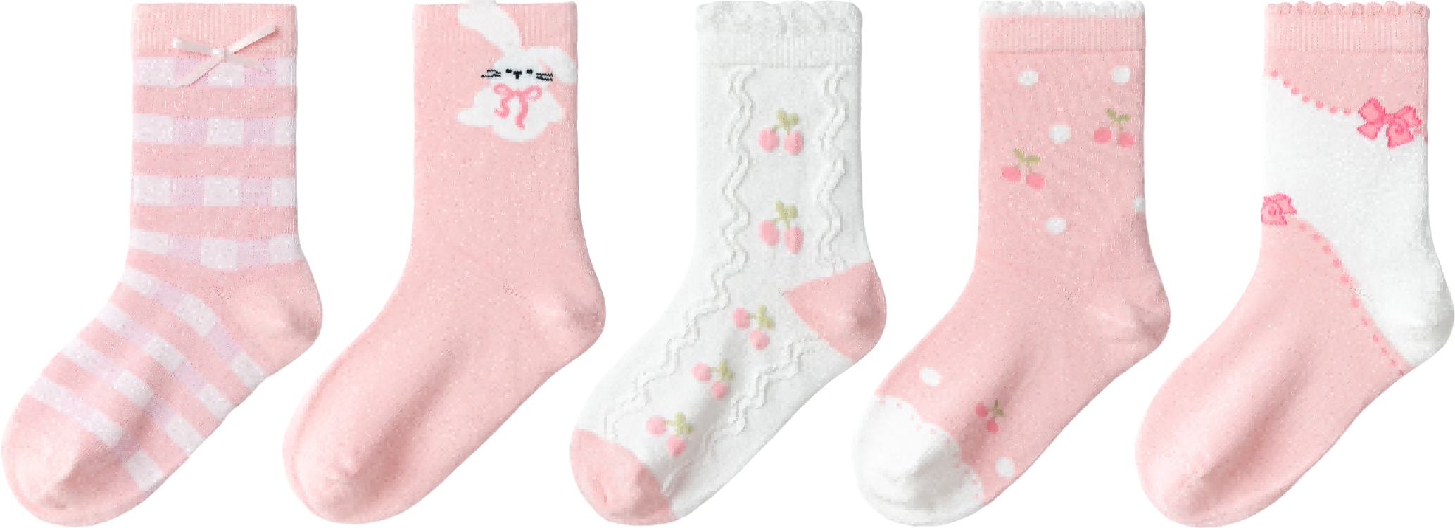 巴拉巴拉 五双装儿童袜子女童甜美提花棉袜秋冬款童装亲肤不勒脚婴儿袜子