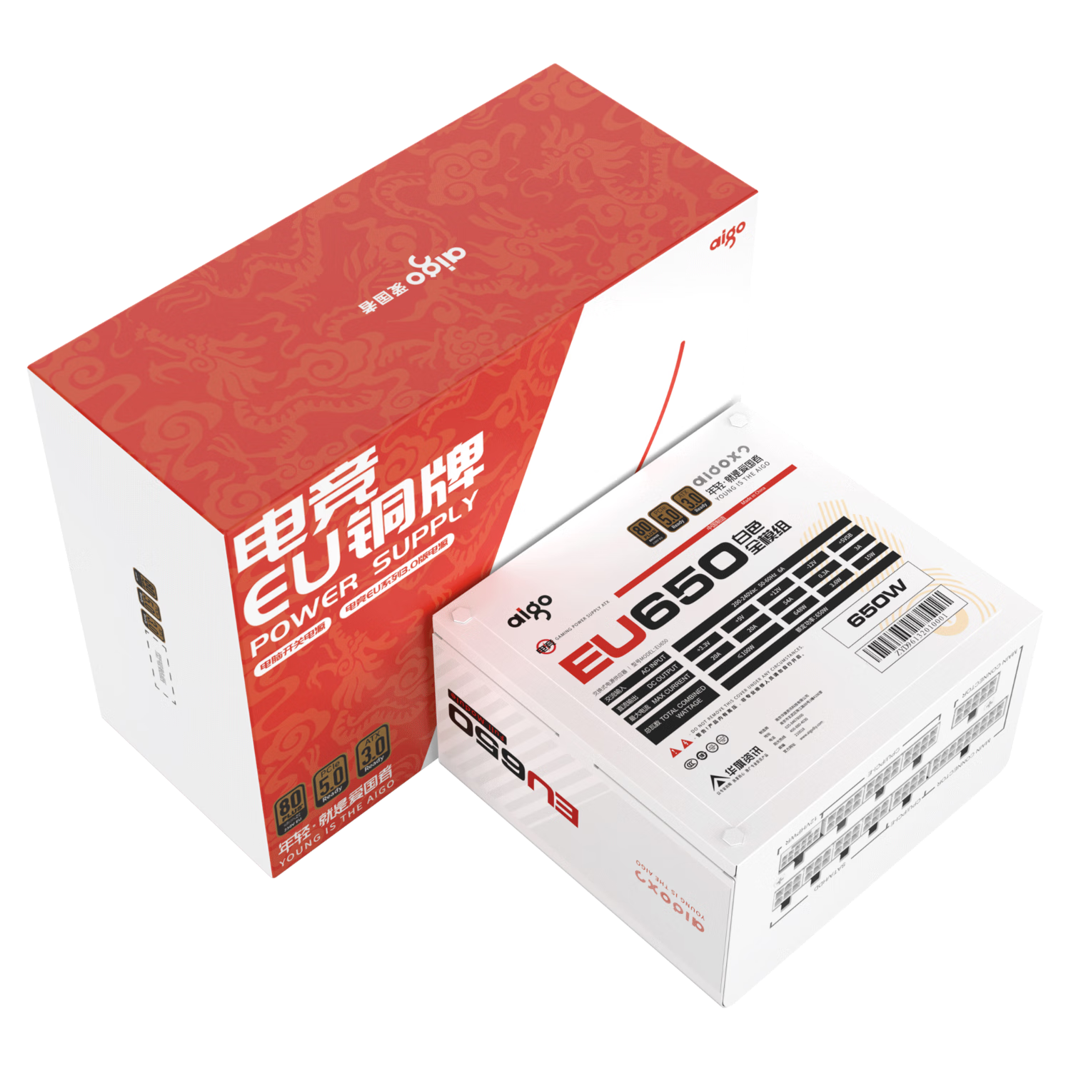爱国者（aigo）电竞EU650W 铜牌全模组 白色 台式机电脑主机电源（80PLUS铜牌/ATX3.0/大单路12V）