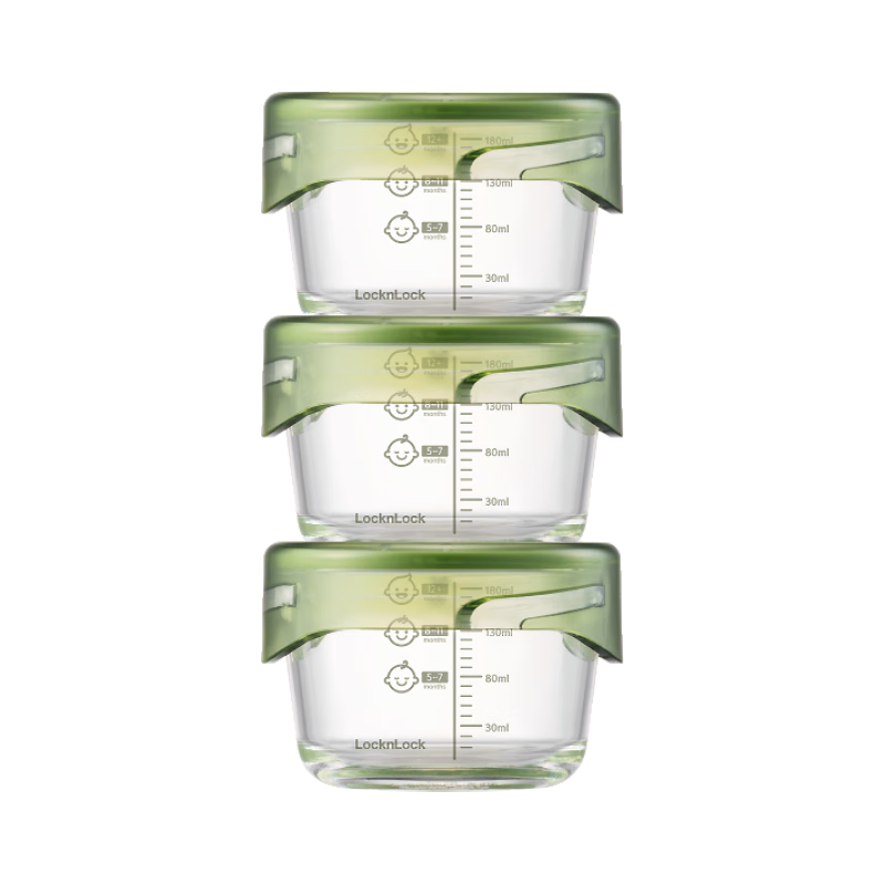LOCK&LOCK 乐扣乐扣 LLG540S3KKI 儿童辅食碗 215ml*3个 青绿