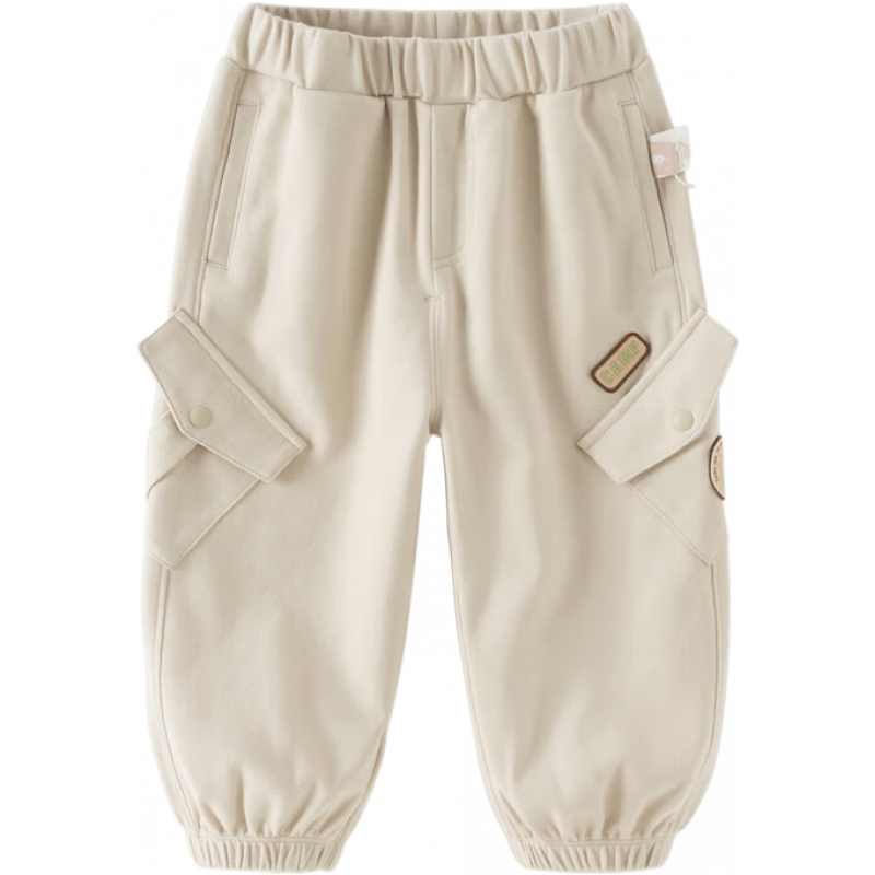 戴维贝拉（DAVE＆BELLA）儿童裤子2026春装男童工装裤男宝宝束脚裤男宝宝休闲长裤童裤 浅卡其 73 cm（身高66-73cm）