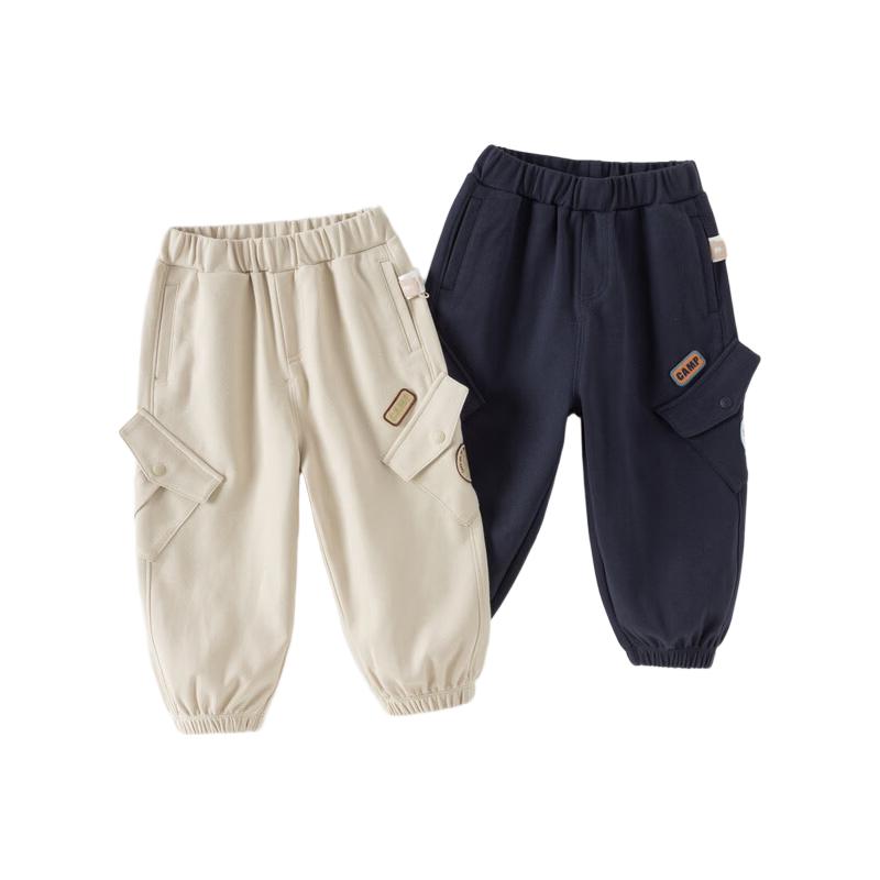  DAVE&BELLA/戴维贝拉 束脚 儿童工装裤  130 cm（身高120-130cm） 浅卡其